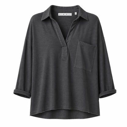 Love Joy Victory Blusenshirt Tali Anthrazit Bio-Baumwolle