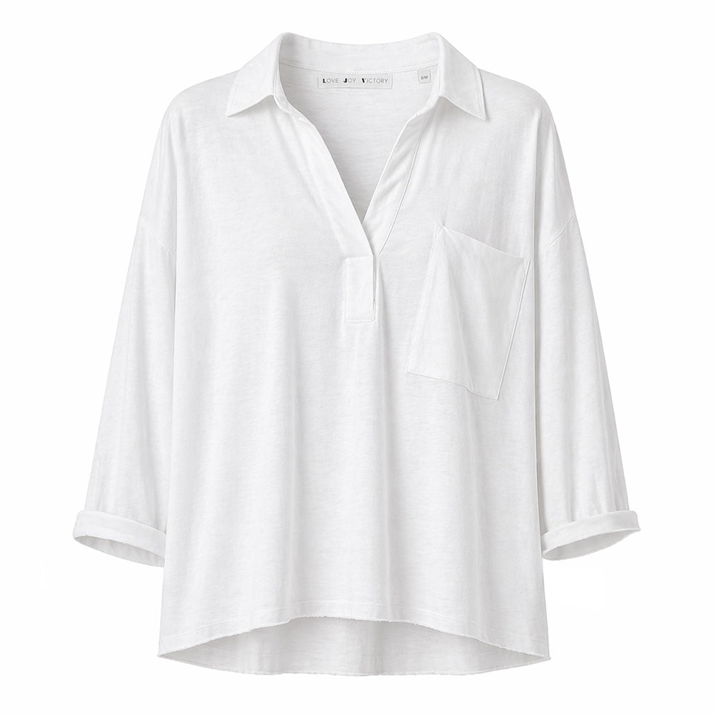 Love Joy Victory Blusenshirt Tali Weiß Bio-Baumwolle
