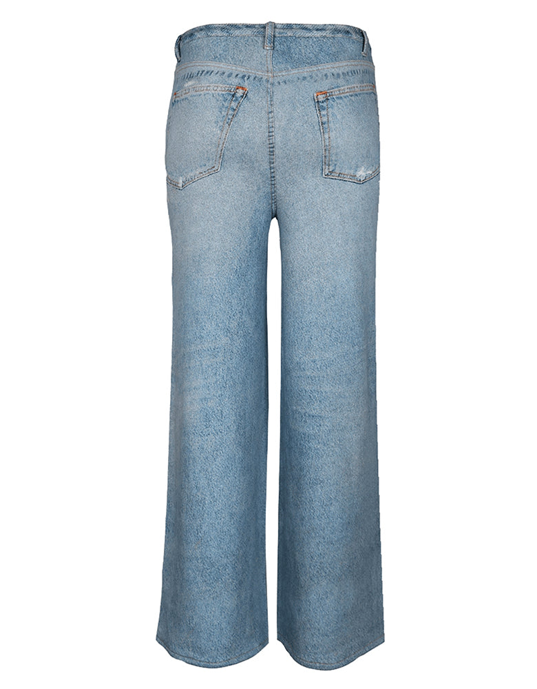 Love Joy Victory Denim-Sweatpants Inke Jeans-Optik Bio-Baumwolle Relaxed-Fit Rückseite