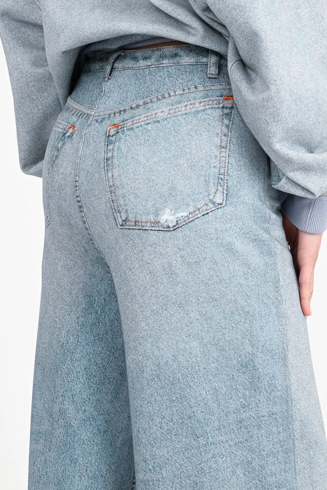 Love Joy Victory Denim Sweatpants Inke Jeans-Optik Bio-Baumwolle Relaxed-Fit Detail