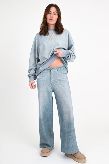 Love Joy Victory Denim Sweatpants Inke Jeans-Optik Bio-Baumwolle Relaxed-Fit Model 3
