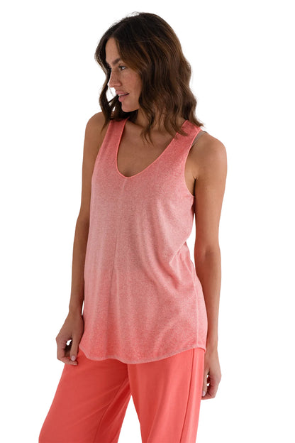 Love Joy Victory Glitter Lurex Top Lua Modal Bio-Baumwolle-Mix A-Form Coral

