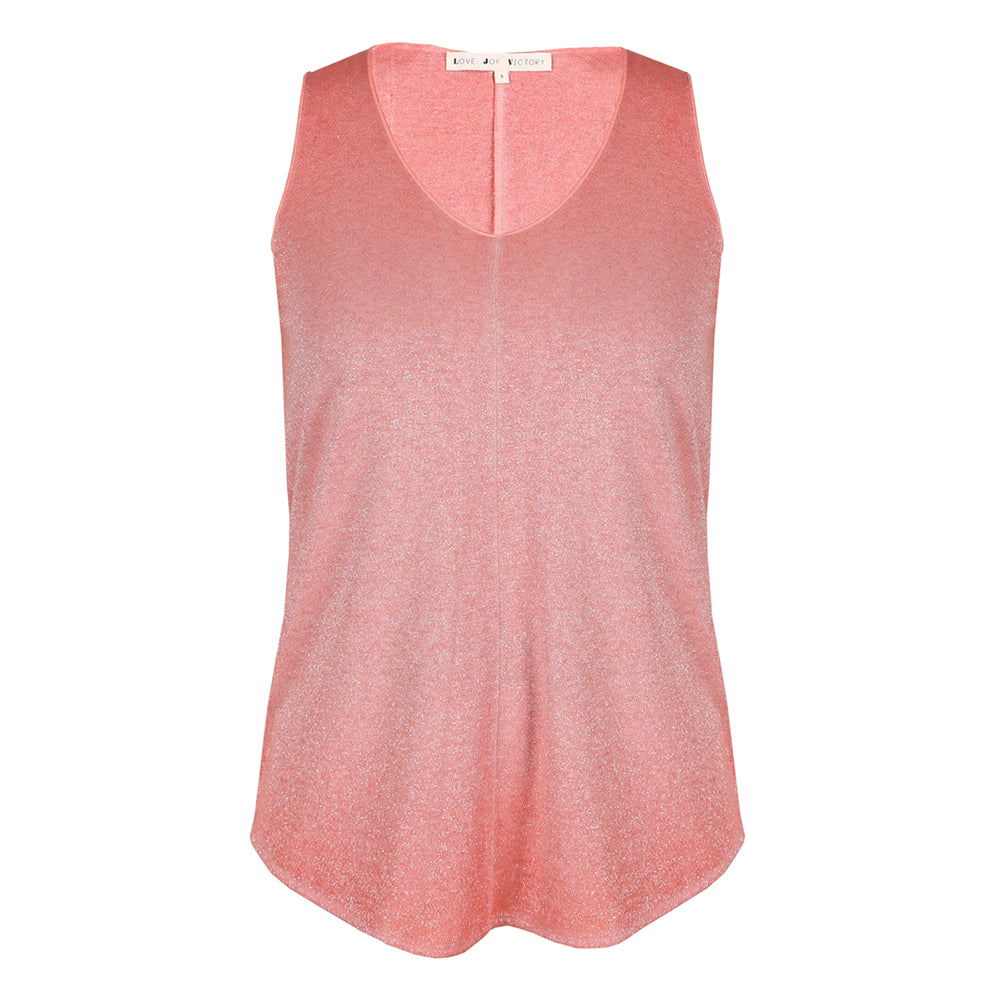 Love Joy Victory Glitter Top Lua Modal Bio-Baumwolle-Mix A-Form Coral

