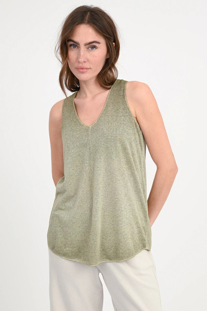 Love Joy Victory Glitter Top Lua Modal Bio-Baumwolle-Mix Frog Khaki A-Form Model