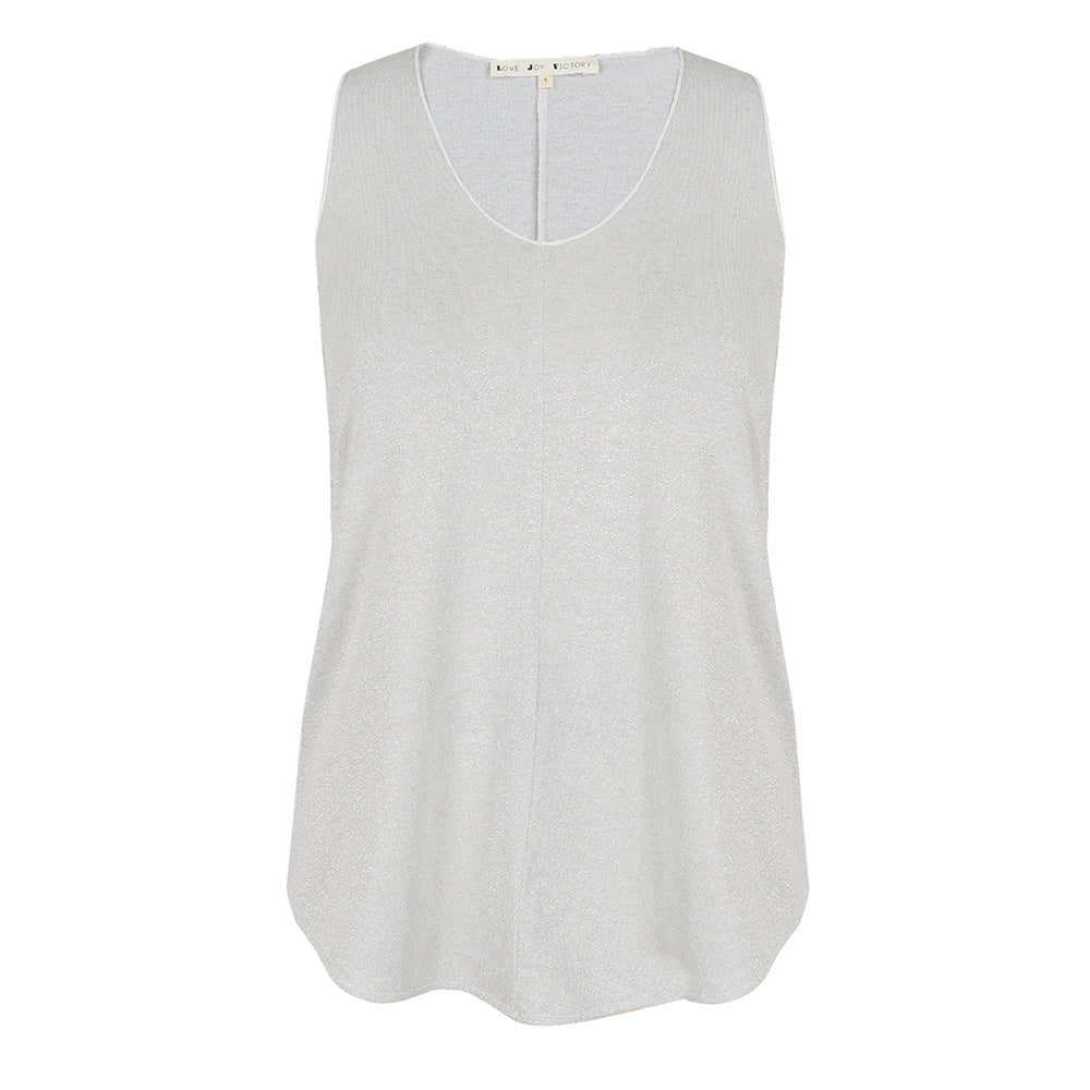 Love Joy Victory Glitter Top Lua Modal Bio-Baumwolle-Mix A-Form White Sand