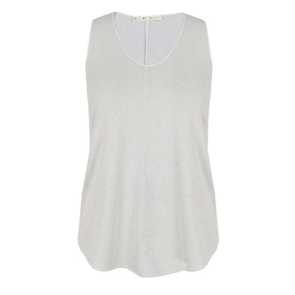 Love Joy Victory Glitter Top Lua Modal Bio-Baumwolle-Mix A-Form White Sand