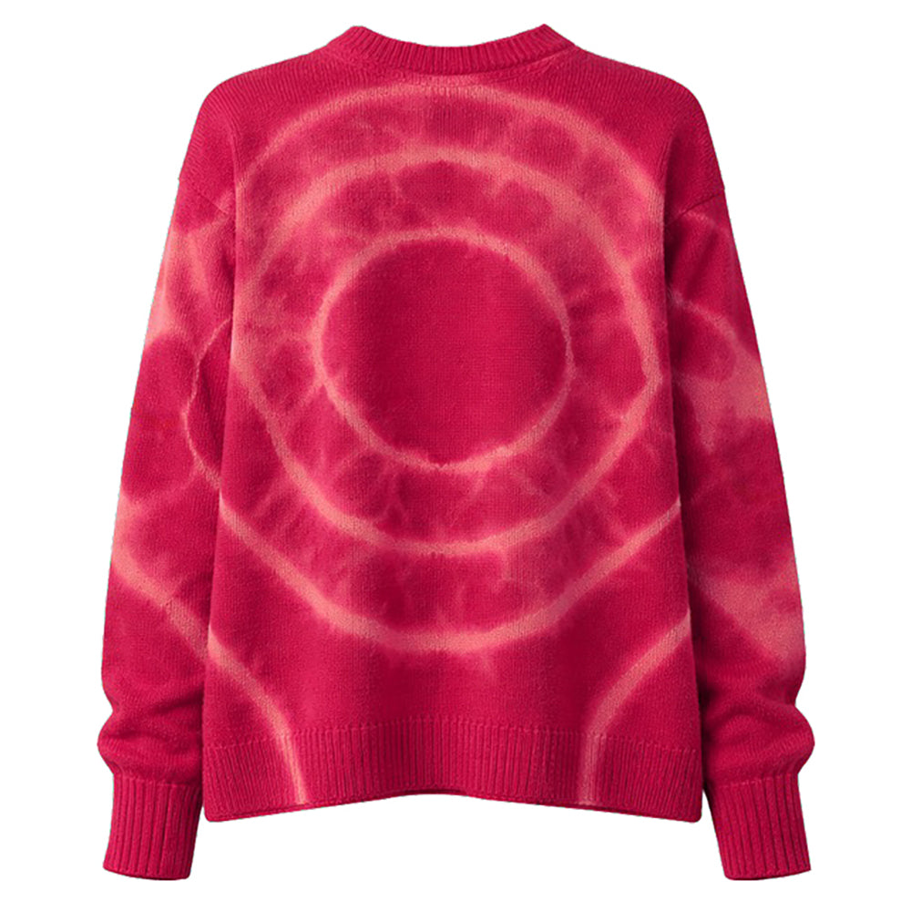 Love Joy Victory Kaschmir-Batik-Pullover Amory Multi Pink Rosa Rot Oversize-Passform Raw-Edges Rückseite