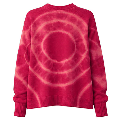 Love Joy Victory Kaschmir-Batik-Pullover Amory Multi Pink Rosa Rot Oversize-Passform Raw-Edges Rückseite