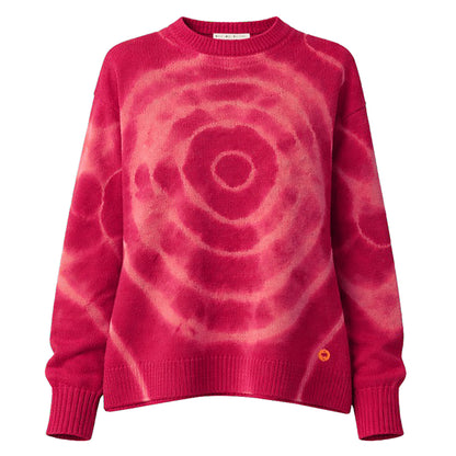 Love Joy Victory Kaschmir-Batik-Pullover Amory Multi Pink Rosa Rot Oversize-Passform Raw-Edges