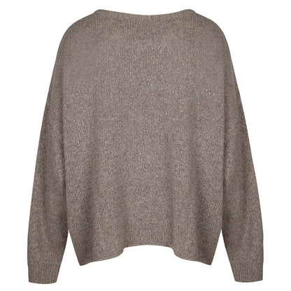 Love Joy Victory Kaschmir-Pullover Amory Granito Taupe Grau Oversize-Passform Raw-Edges Rückseite