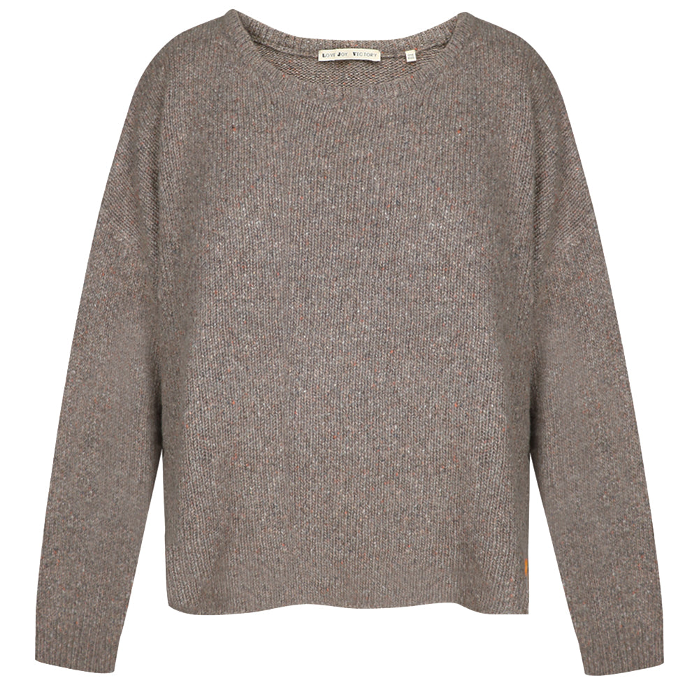 Love Joy Victory Kaschmir-Pullover Amory Granito Taupe Grau Oversize-Passform Raw-Edges