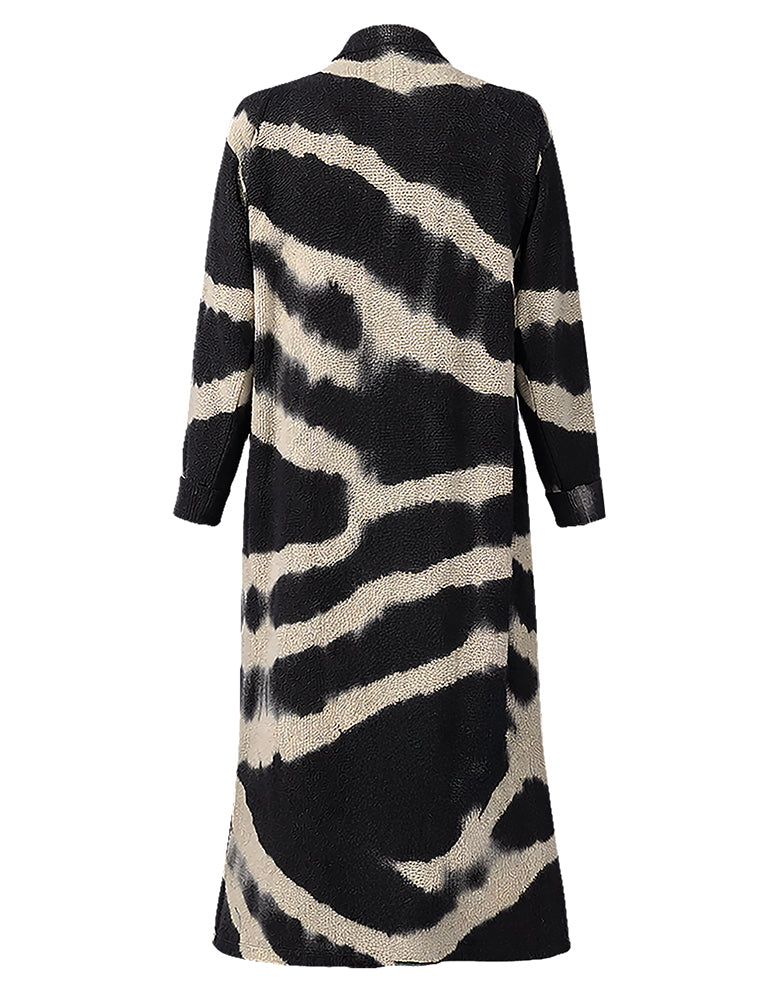 Love Joy Victory Kaschmir-Mantel Jasmin Multi Black Schwarz Beige Zebra-Print Casual-Fit Rückseite