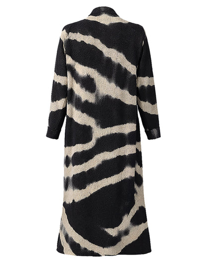 Love Joy Victory Kaschmir-Mantel Jasmin Multi Black Schwarz Beige Zebra-Print Casual-Fit Rückseite
