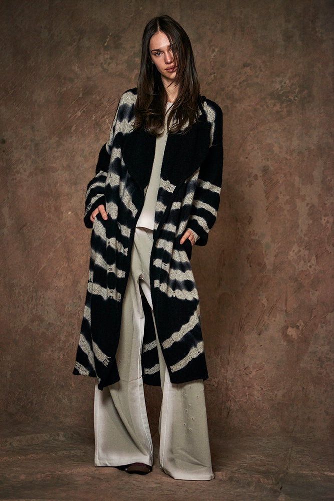 Love Joy Victory Kaschmir-Mantel Jasmin Multi Black Schwarz Beige Zebra-Print Casual-Fit Model 10