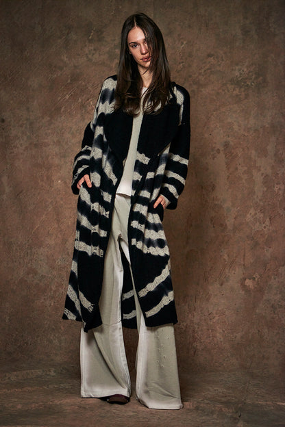 Love Joy Victory Kaschmir-Mantel Jasmin Multi Black Schwarz Beige Zebra-Print Casual-Fit Model 10