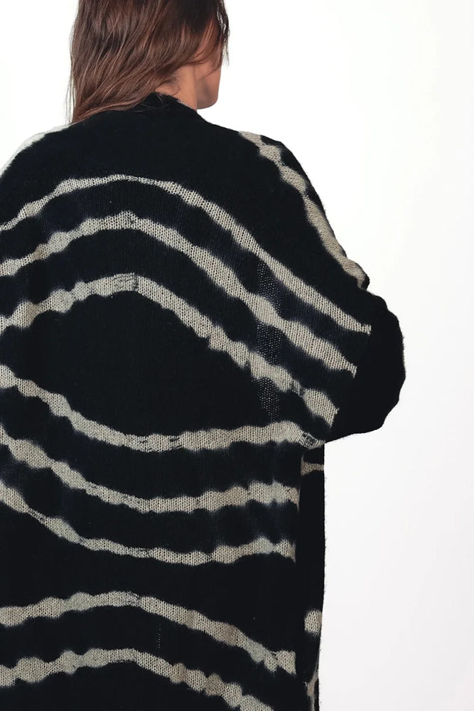 Love Joy Victory Kaschmir-Mantel Jasmin Multi Black Schwarz Beige Zebra-Print Casual-Fit Model 7
