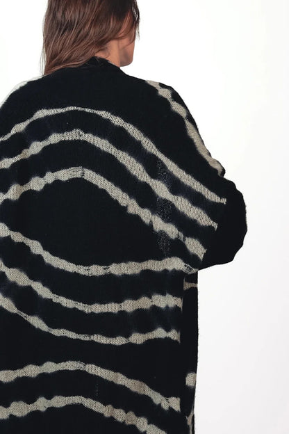 Love Joy Victory Kaschmir-Mantel Jasmin Multi Black Schwarz Beige Zebra-Print Casual-Fit Model 7