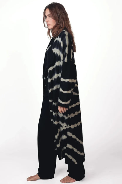 Love Joy Victory Kaschmir-Mantel Jasmin Multi Black Schwarz Beige Zebra-Print Casual-Fit Model 8