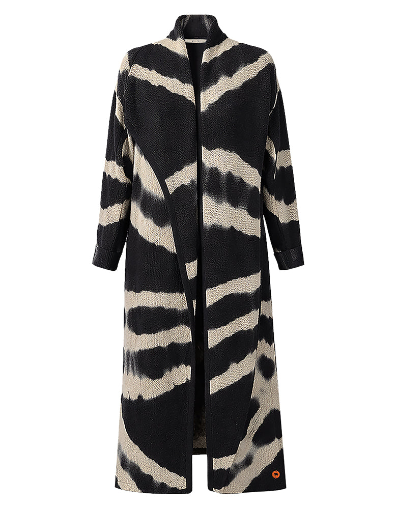 Love Joy Victory Kaschmir-Mantel Jasmin Multi Black Schwarz Beige Zebra-Print Casual-Fit