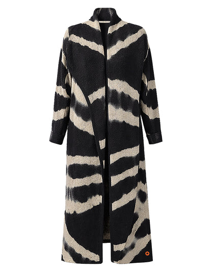 Love Joy Victory Kaschmir-Mantel Jasmin Multi Black Schwarz Beige Zebra-Print Casual-Fit