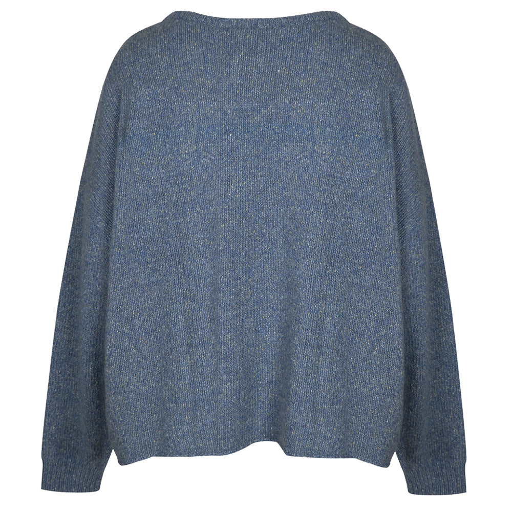 Love Joy Victory Kaschmir-Pullover Amory Shibori Blau Grau Oversize-Passform Raw-Edges Rückseite