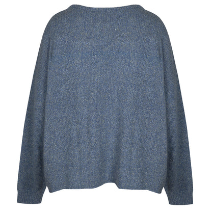 Love Joy Victory Kaschmir-Pullover Amory Shibori Blau Grau Oversize-Passform Raw-Edges Rückseite