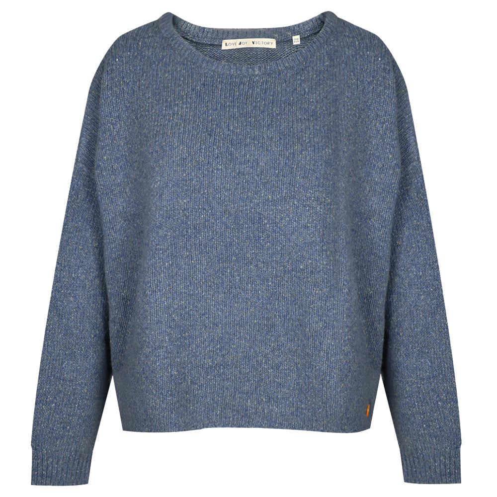 Love Joy Victory Kaschmir-Pullover Amory Shibori Blau Grau Oversize-Passform Raw-Edges