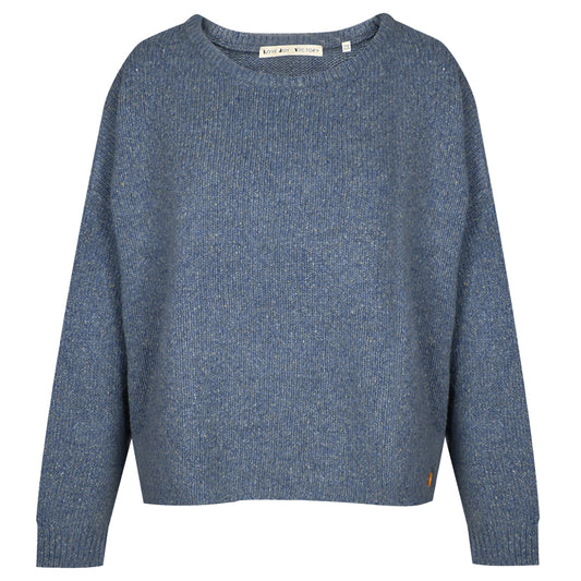 Love Joy Victory Kaschmir-Pullover Amory Shibori Blau Grau Oversize-Passform Raw-Edges