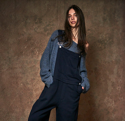 Love Joy Victory Kaschmir-Pullover Amory Shibori Blau Grau Oversize-Passform Raw-Edges Model 7