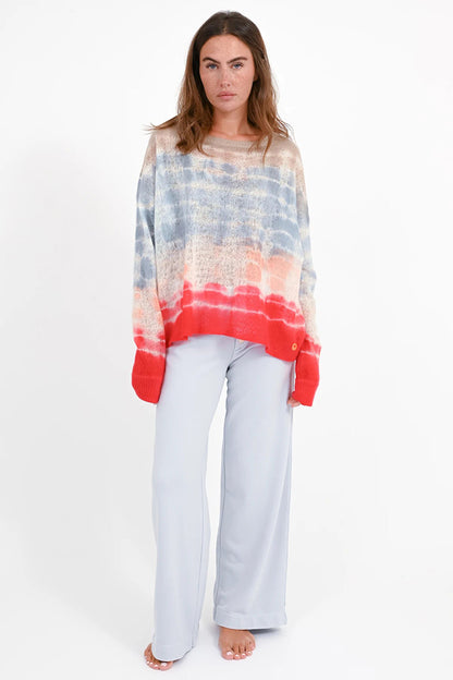 Love Joy Victory Leichter Kaschmir Pullover Batik Pearcy Oversize Rot Beige Hellblau Model 3