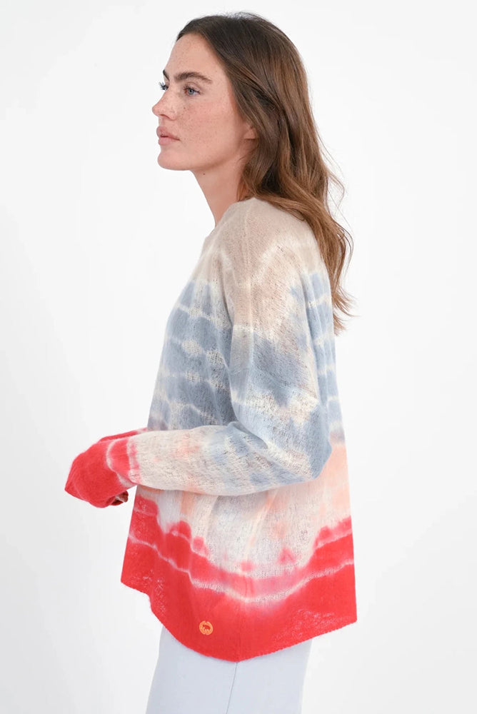 Love Joy Victory Leichter Kaschmir Pullover Batik Pearcy Oversize Rot Beige Hellblau Model 5