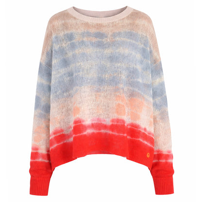 Love Joy Victory Leichter Kaschmir Pullover Batik Pearcy Oversize Rot Beige Hellblau