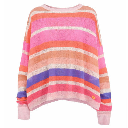 Love Joy Victory Leichter Kaschmir Pullover Streifen Pearcy Oversize Pink