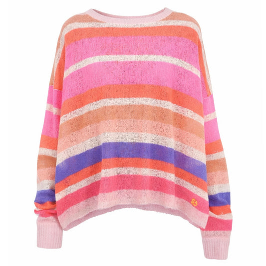 Love Joy Victory Leichter Kaschmir Pullover Streifen Pearcy Oversize Pink