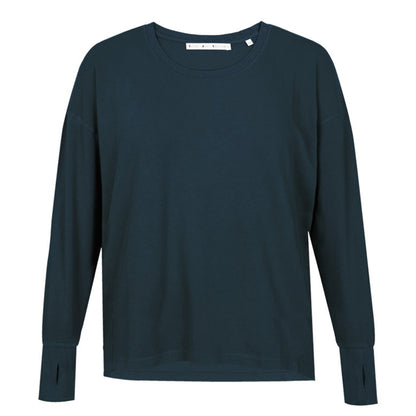 Love Joy Victory Langarmshirt Aster Dark Sky Petrol 100% Bio-Baumwolle Relaxed-Fit Rundhals Daumenloch 