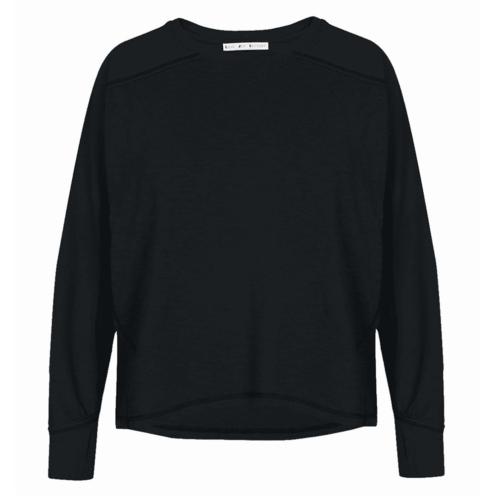 Love Joy Victory Longsleeve Daru Black Schwarz Bio-Baumwolle Oversize-Fit Daumenloch