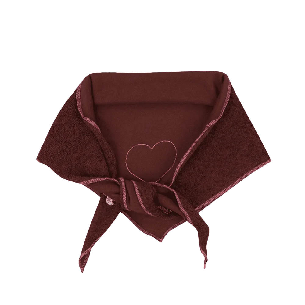 Love Joy Victory Dreieckstuch Mari Braun Bitter Chocolate mit Herzstickerei und Raw-Edge-Kanten Baumwolle