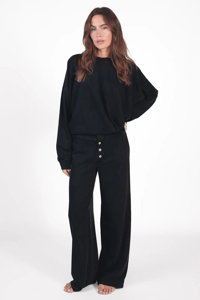 Love Joy Victory Sweathose Albany Black Schwarz Straight-leg-Fit Bio-Baumwolle Model 4