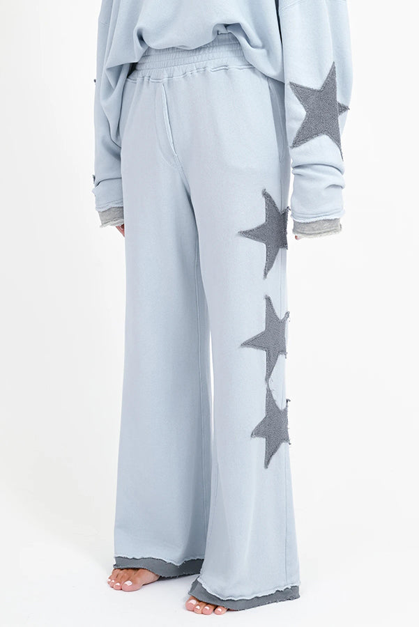 Love Joy Victory Sweathose Mayari Stern-Patches Blue Ice Hellblau Grau Bio-Baumwolle Detail