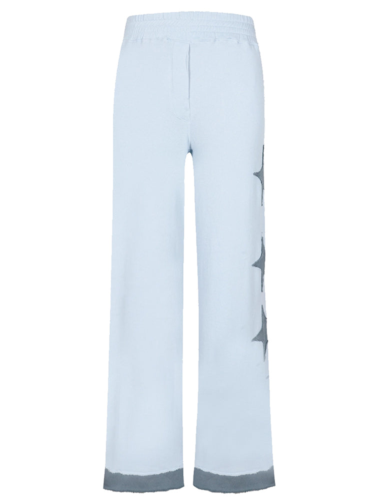 Love Joy Victory Sweathose Mayari Stern-Patches Blue Ice Hellblau Grau Bio-Baumwolle
