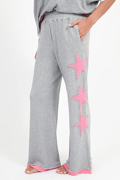 Love Joy Victory Sweathose Mayari Stern-Patches Grau Pink Bio-Baumwolle Detail 2