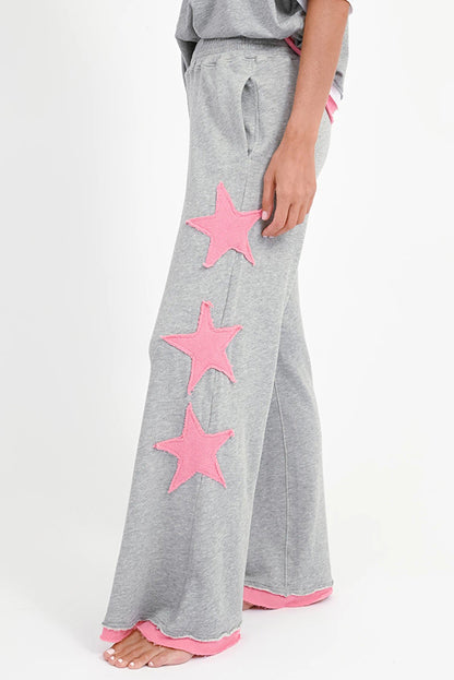 Love Joy Victory Sweathose Mayari Stern-Patches Grau Pink Bio-Baumwolle Detail