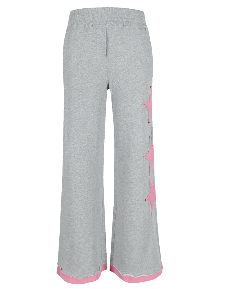 Love Joy Victory Sweathose Mayari Stern-Patches Grau Pink Bio-Baumwolle
