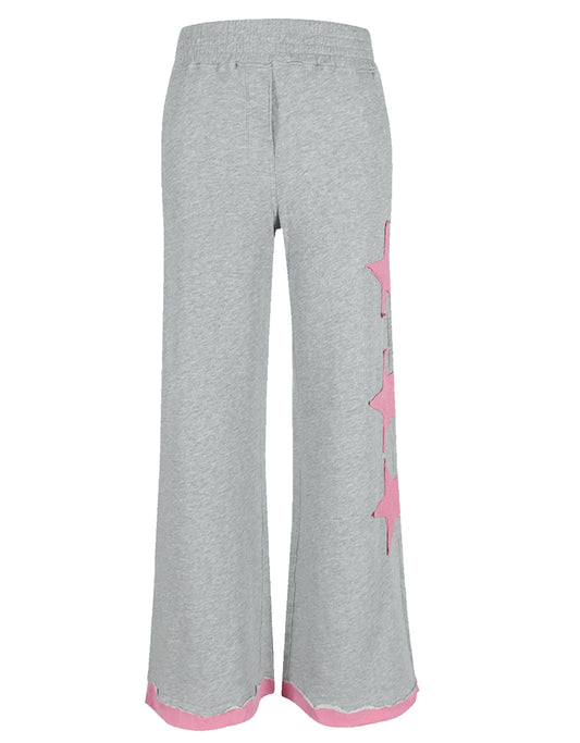 Love Joy Victory Sweathose Mayari Stern-Patches Grau Pink Bio-Baumwolle
