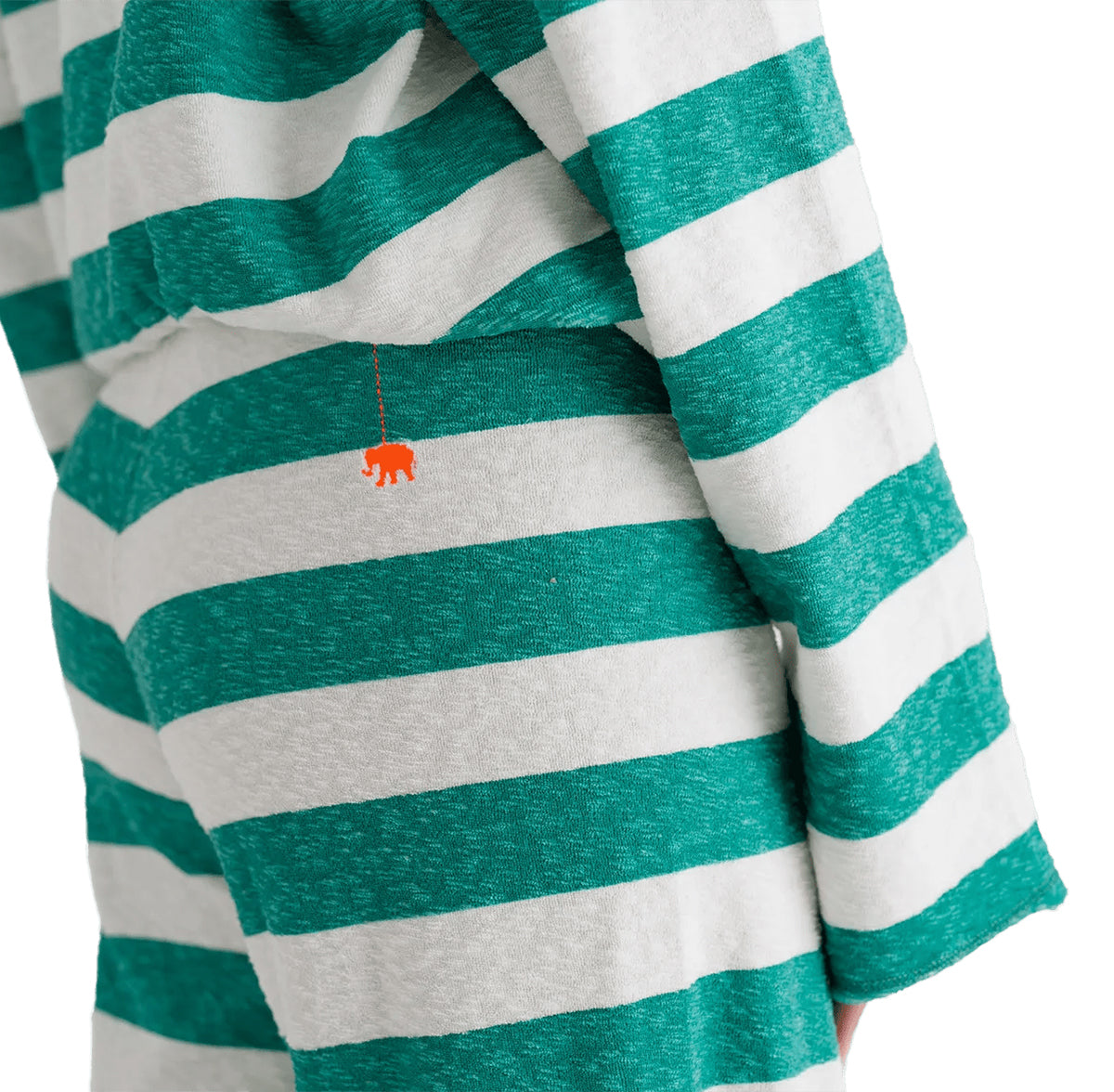 Love Joy Victory Sweathose Streifen Elenya Relaxed-Fit 100% Bio-Baumwolle Frottee-Stoff Grün Weiß Detail 3