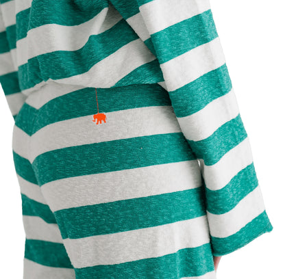 Love Joy Victory Sweathose Streifen Elenya Relaxed-Fit 100% Bio-Baumwolle Frottee-Stoff Grün Weiß Detail 3