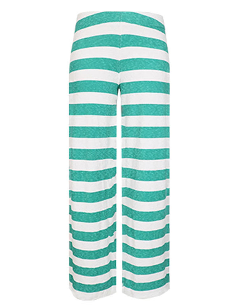 Love Joy Victory Sweathose Streifen Elenya Relaxed-Fit 100% Bio-Baumwolle Frottee-Stoff Grün Weiß