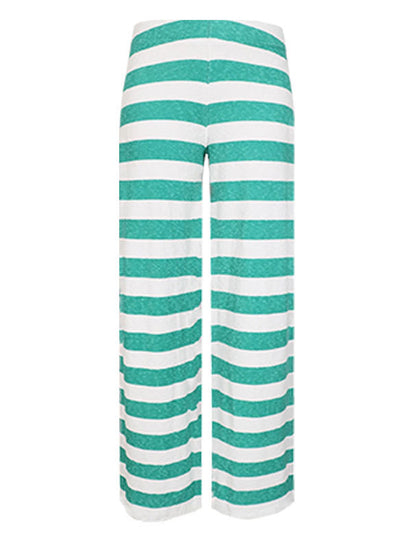 Love Joy Victory Sweathose Streifen Elenya Relaxed-Fit 100% Bio-Baumwolle Frottee-Stoff Grün Weiß