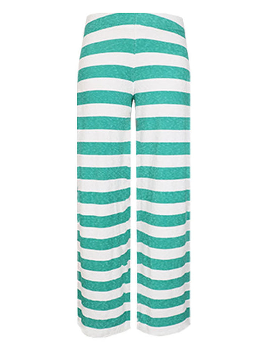 Love Joy Victory Sweathose Streifen Elenya Relaxed-Fit 100% Bio-Baumwolle Frottee-Stoff Grün Weiß