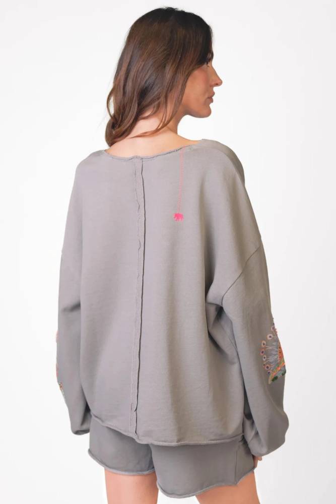 Love Joy Victory Sweatshirt Alamosa Stickerei Grau Rückseite